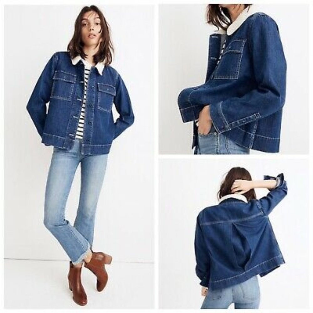 Madewell Northward Sherpa Denim Jacket, Sm